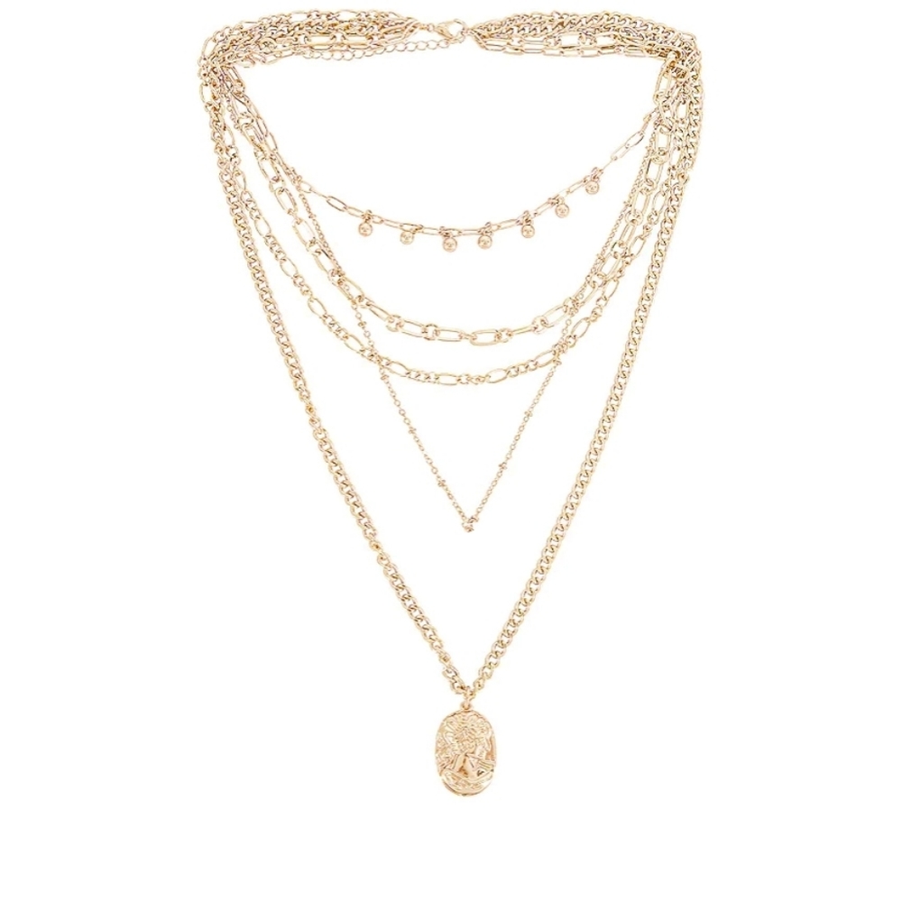 AMBER SCEATS Layered Coin Necklace in Gold